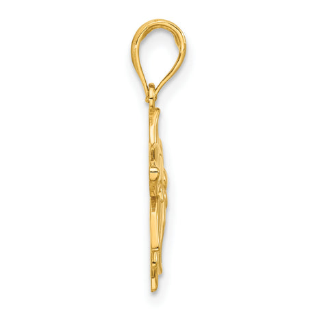 14k Yellow Gold Pendant with Poinsettia Flower Design, Nature-Inspired Floral Charm for Women