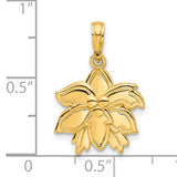 14k Yellow Gold Pendant with Poinsettia Flower Design, Nature-Inspired Floral Charm for Women