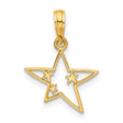 14k Yellow Gold Star Pendant with Open Outline and Three Inner Stars, Celestial Charm