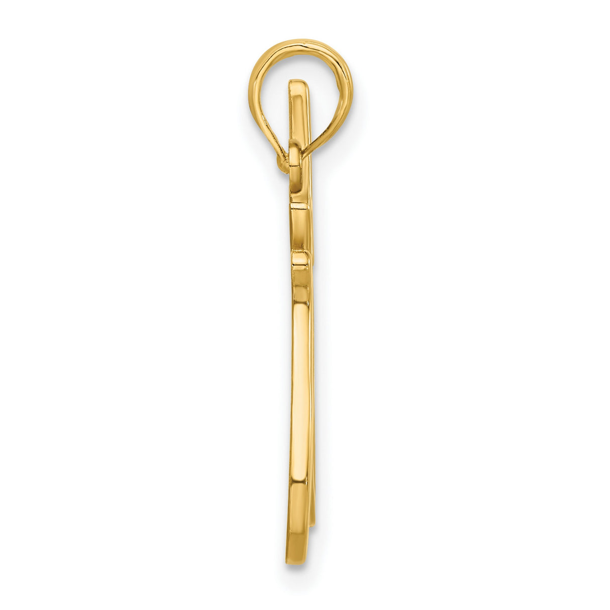 Polished Cat Reaching Charm Pendant in Real 14k Yellow Gold