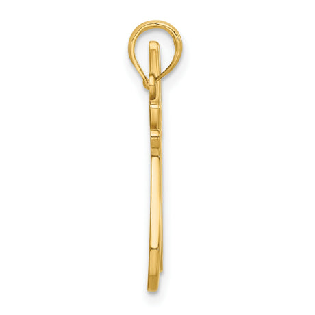 Polished Cat Reaching Charm Pendant in Real 14k Yellow Gold