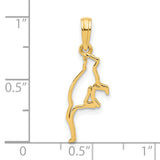 Polished Cat Sitting Charm Pendant in Real 14k Yellow Gold