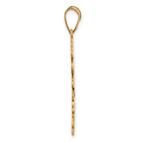 Polished with Green Enameled Clovers Charm Pendant in Real 14k Yellow Gold