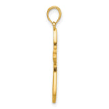 14k Yellow Gold Cross Pendant with Floral Cutout Design and Polished Finish