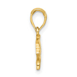 14k Yellow Gold Dolphin Pendant with Heart Cutout, Ocean-Inspired Nautical Charm