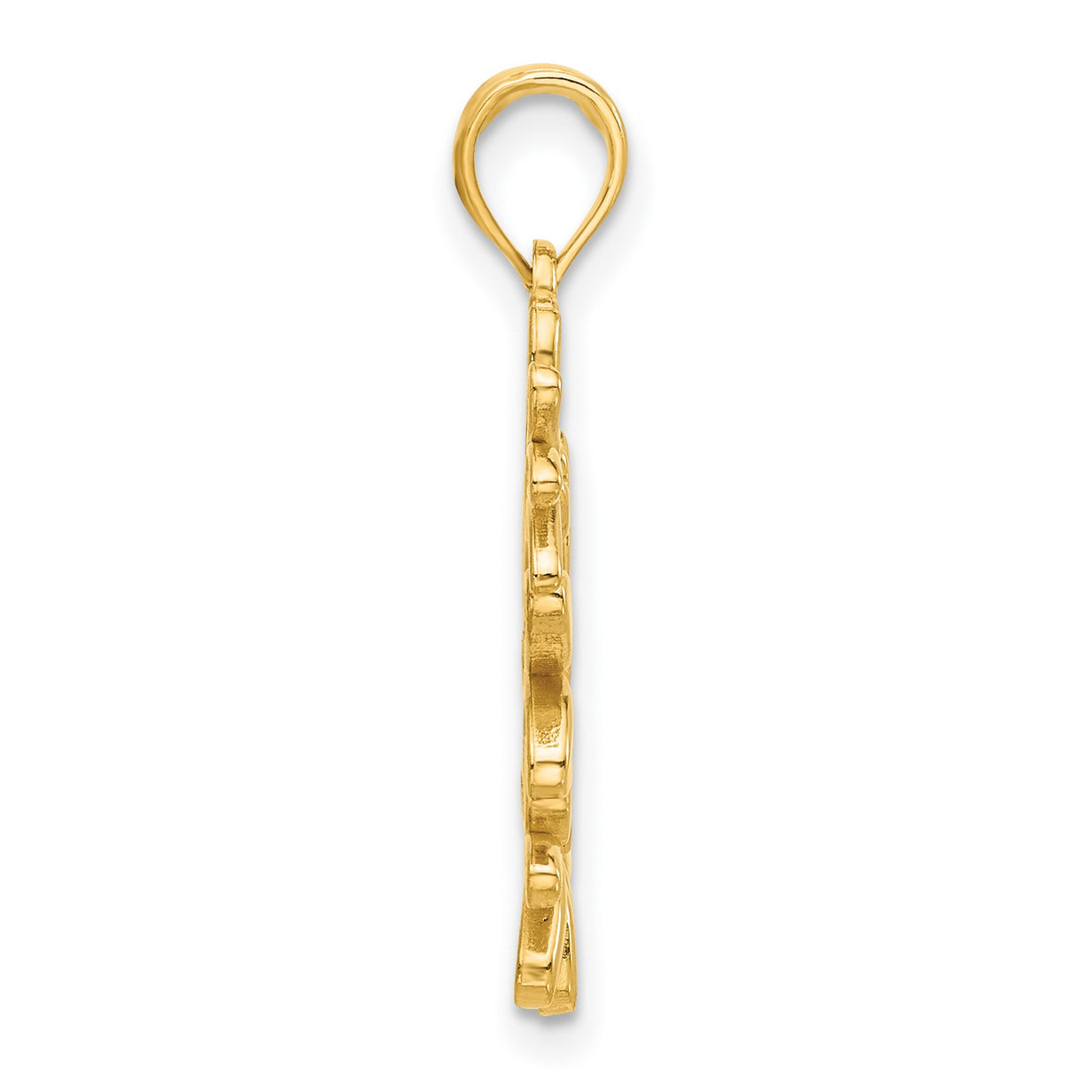 14k Yellow Gold Pendant with Three Daisy Flower Design, Polished Botanical Motif