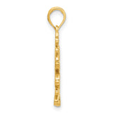 14k Yellow Gold Pendant with Three Daisy Flower Design, Polished Botanical Motif