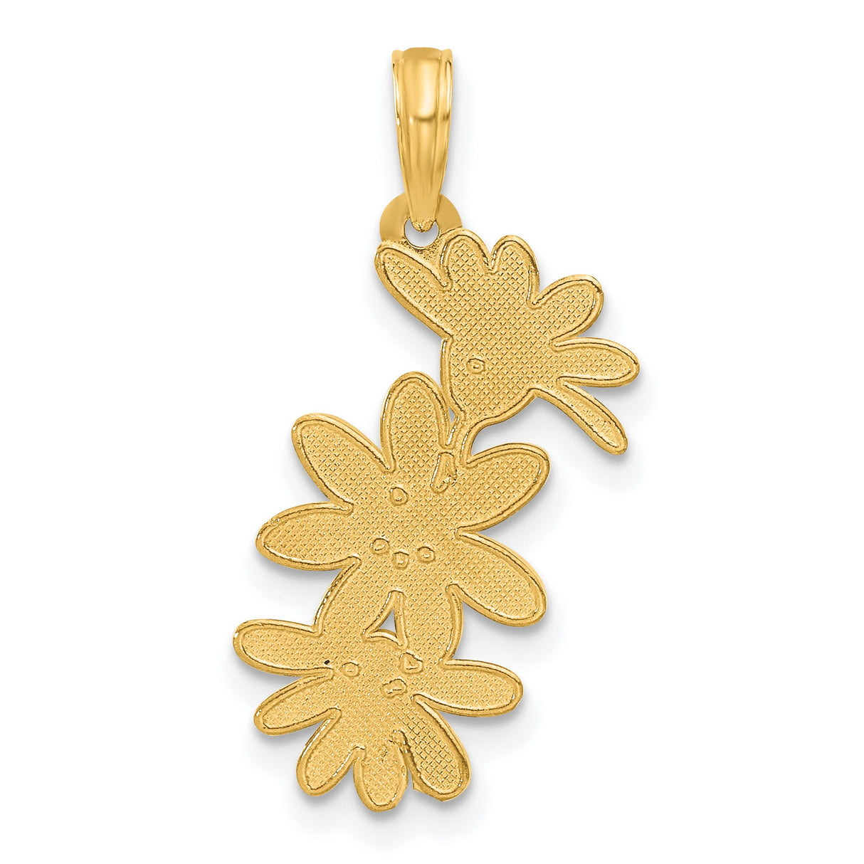 14k Yellow Gold Pendant with Three Daisy Flower Design, Polished Botanical Motif