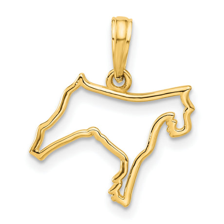 14k Yellow Gold North Carolina Outline Pendant, Minimalist State Charm