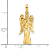 Fancy Angel Charm Pendant in Real 14k Yellow Gold