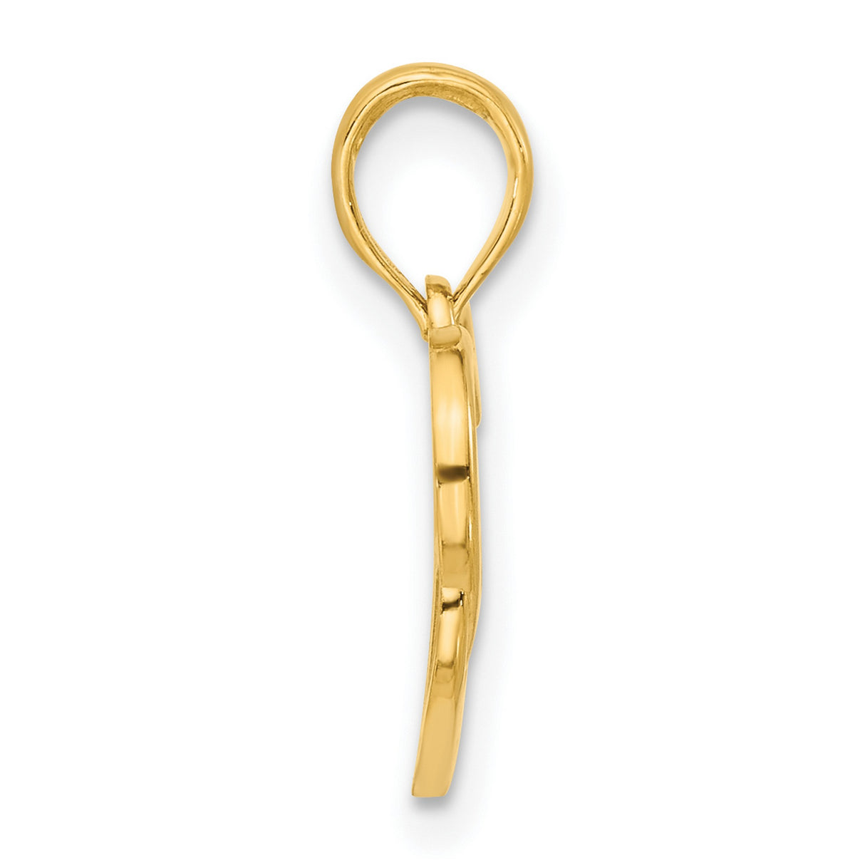 Polished Triple Heart Charm Pendant in Real 14k Yellow Gold