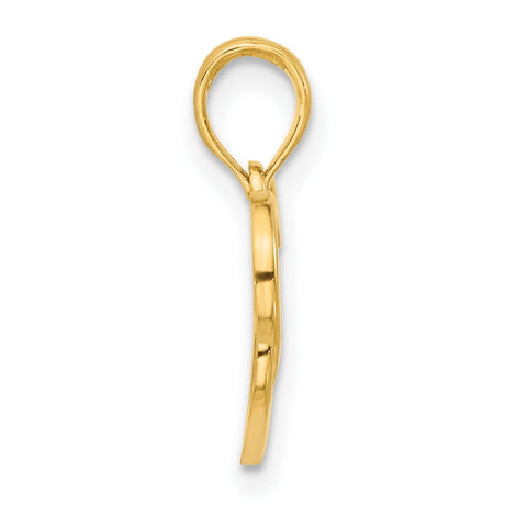 Polished Triple Heart Charm Pendant in Real 14k Yellow Gold