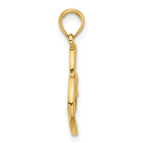 14k Yellow Gold Heart Infinity Pendant with Open Heart and Unity Symbol for Women