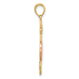Fancy Anchor and Heart Charm Pendant in Real 14k Multi-Tone Gold