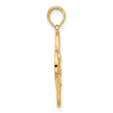 Fancy Heart and Flower Charm Pendant in Real 14k Yellow Gold