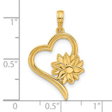 Fancy Heart and Flower Charm Pendant in Real 14k Yellow Gold