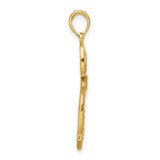 14k Yellow Gold Cross Pendant with Openwork Marquise Design and Beaded Detail