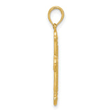 14k Yellow Gold Cross Pendant with Beaded Pattern and Textured Finish