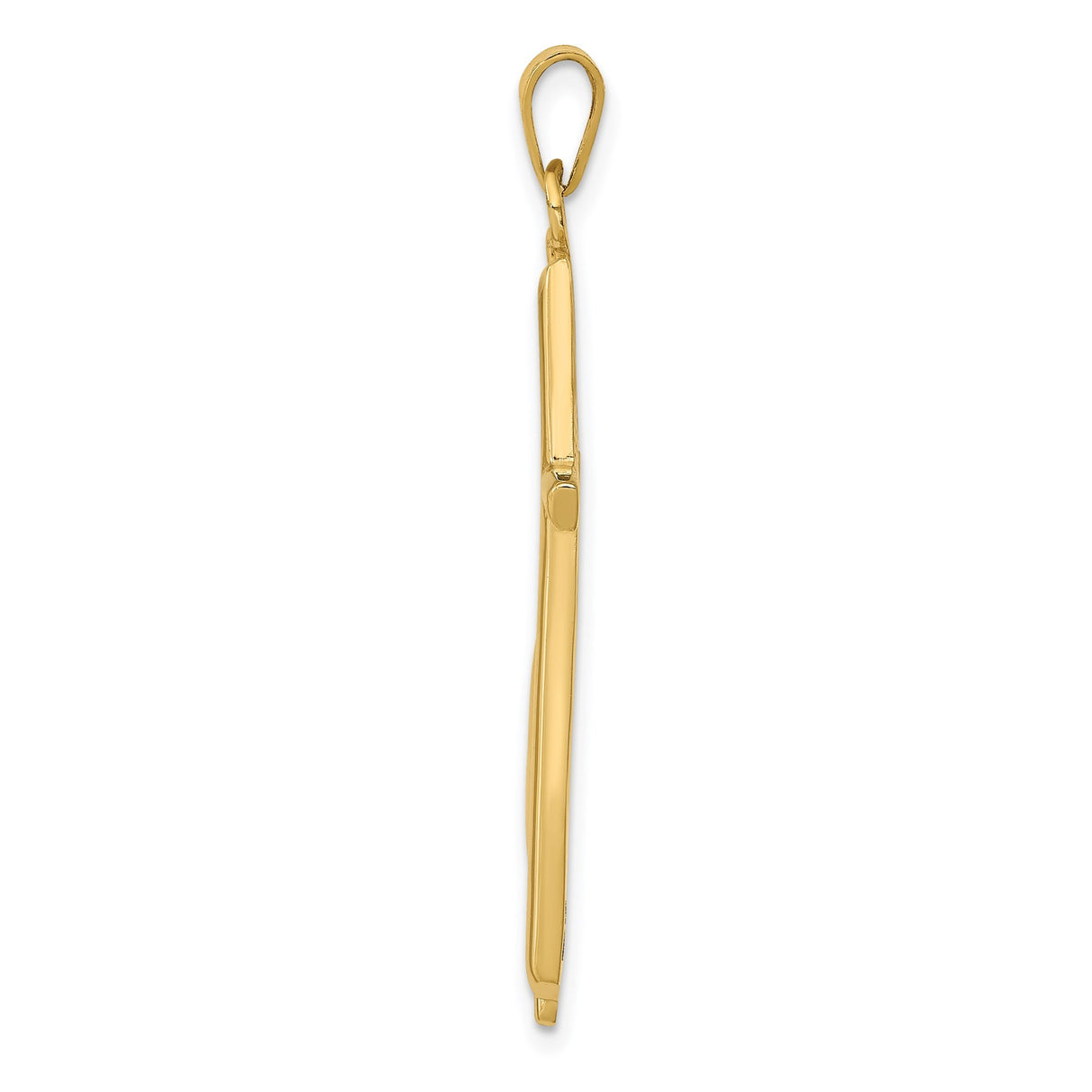 14k Yellow Gold Cross Pendant with Flame Design, Modern Religious Jewelry for Men and Women