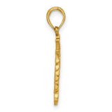 Polished Lion Head with Crown Charm Pendant in Real 14k Yellow Gold