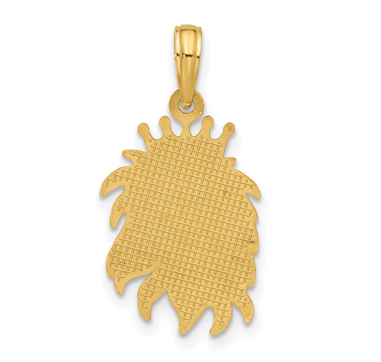 Polished Lion Head with Crown Charm Pendant in Real 14k Yellow Gold