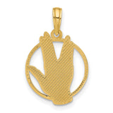 14k Yellow Gold Vulcan Salute Pendant, Sci-Fi Hand Gesture Symbol, Star Trek Fan Jewelry