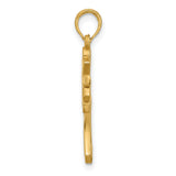 14k Yellow Gold Cross Pendant with Fleur-de-Lis Design, Polished Openwork Religious Charm