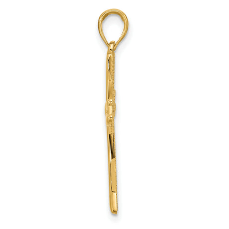 14k Yellow Gold Ankh Cross Pendant, Openwork Sculptural Design, Spiritual Symbol for Men and Women