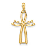 14k Yellow Gold Ankh Cross Pendant, Openwork Sculptural Design, Spiritual Symbol for Men and Women