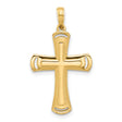 14k Yellow Gold Cross Pendant with Flared Edges and Cutout Accents for Men and Women