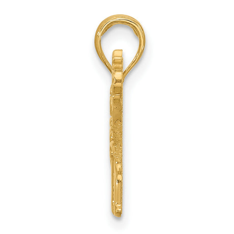 14k Yellow Gold Elephant Pendant with Scroll Detailing, Symbolic Unisex Charm