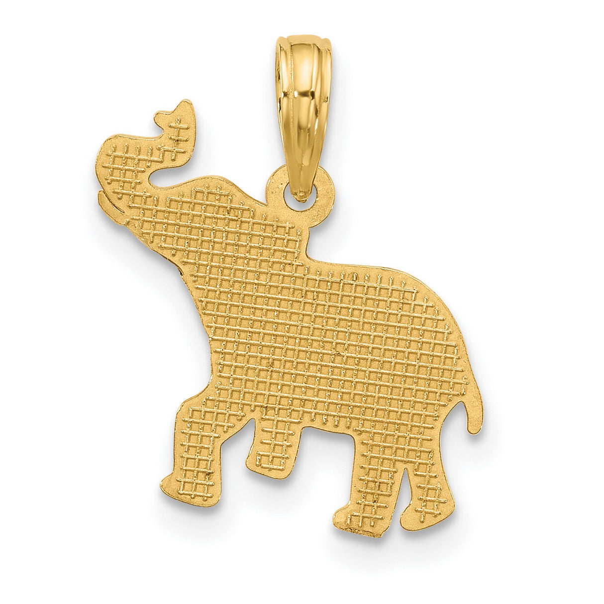 14k Yellow Gold Elephant Pendant with Scroll Detailing, Symbolic Unisex Charm