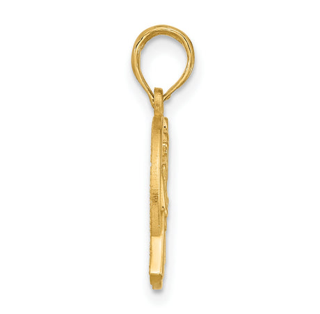 14k Yellow Gold Elephant Pendant with Decorative Detailing in Circular Frame, Asian Inspired Jewelry