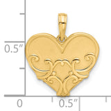 14k Yellow Gold Heart Pendant with Scrollwork Detailing, Vintage Inspired Design