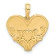 14k Yellow Gold Heart Pendant with Scrollwork Detailing, Vintage Inspired Design