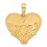 14k Yellow Gold Heart Pendant with Scrollwork Detailing, Vintage Inspired Design