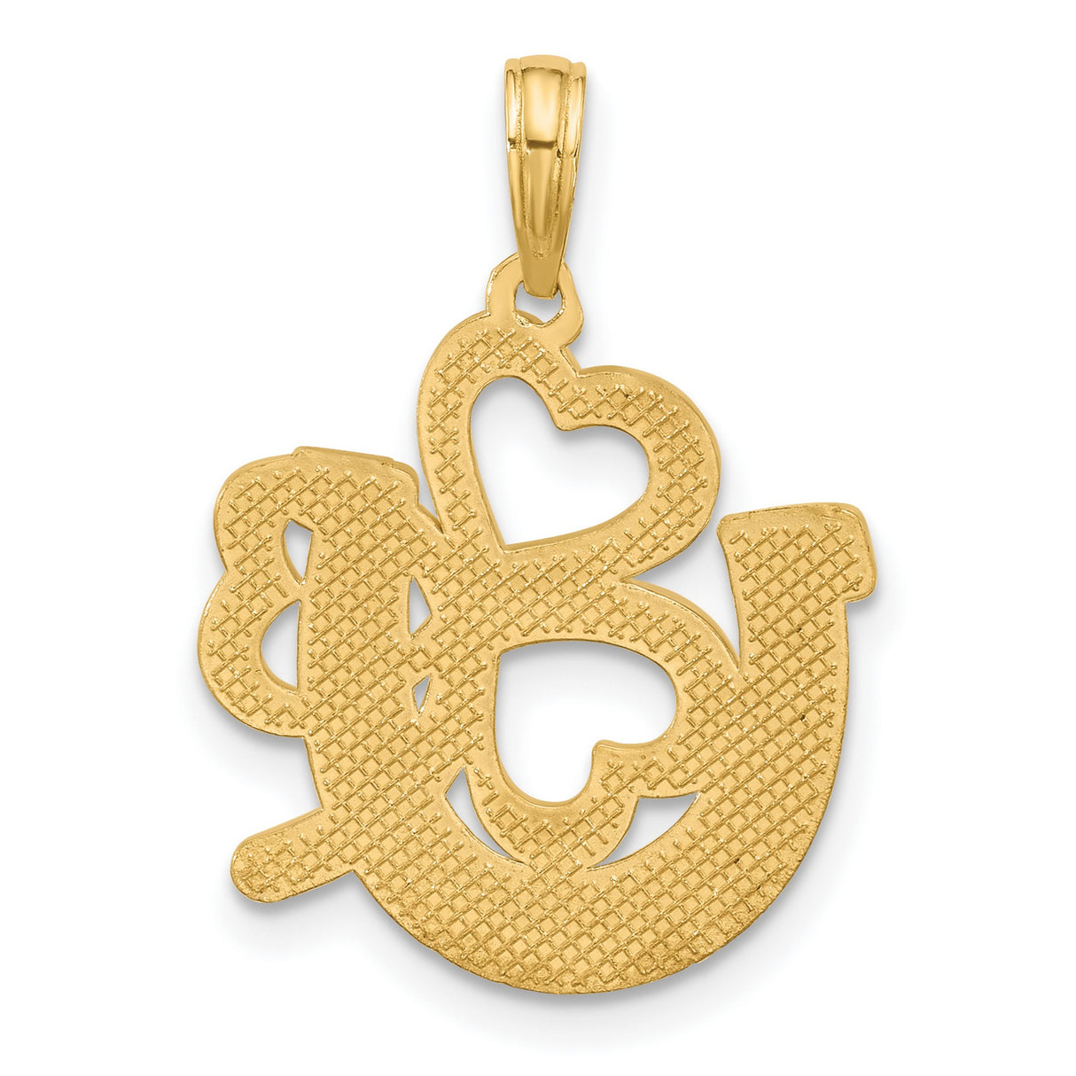 Polished and Satin Horseshoe and Clover Charm Pendant in Real 14k Yellow Gold