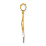 14k Yellow Gold Cross Pendant with Fleur de Lis and Polished Filigree Design