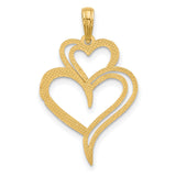 14k Yellow Gold Pendant with Intertwined Open Hearts, Symbolic Love and Connection Jewelry