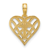 Fancy Heart and Cross Charm Pendant in Real 14k Multi-Tone Gold