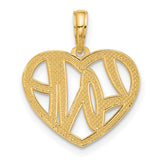 14k Yellow Gold Heart Pendant with Bold LOVE Script, Romantic Sentimental Jewelry for Women