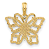 Polished Fancy Butterfly Charm Pendant in Real 14k Yellow Gold