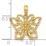 Polished Fancy Butterfly Charm Pendant in Real 14k Yellow Gold