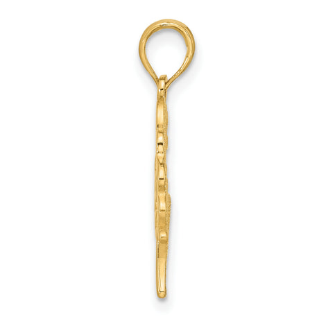 14k Yellow Gold Butterfly Pendant with Cutout Heart Wing Details for Women