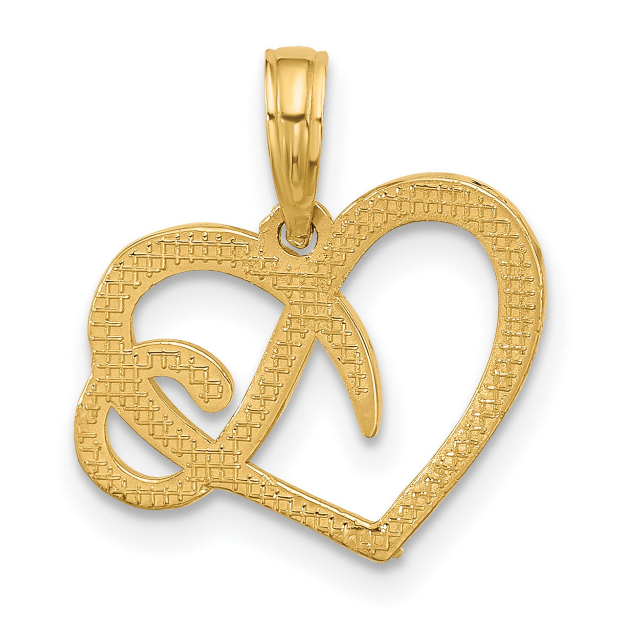 14k Yellow Gold Heart Pendant with Open Heart and Infinity Symbol Design