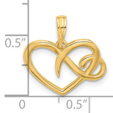 14k Yellow Gold Heart Pendant with Open Heart and Infinity Symbol Design
