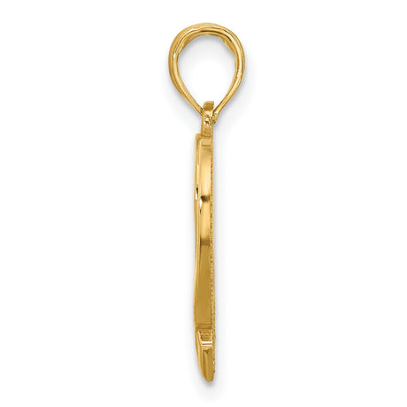 14k Yellow Gold Heart and Awareness Ribbon Pendant, Polished Open Heart Jewelry for Women