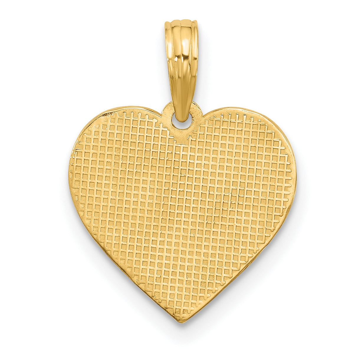 14k Yellow Gold Heartbeat Pendant with Pulse Line and Polished Heart Design
