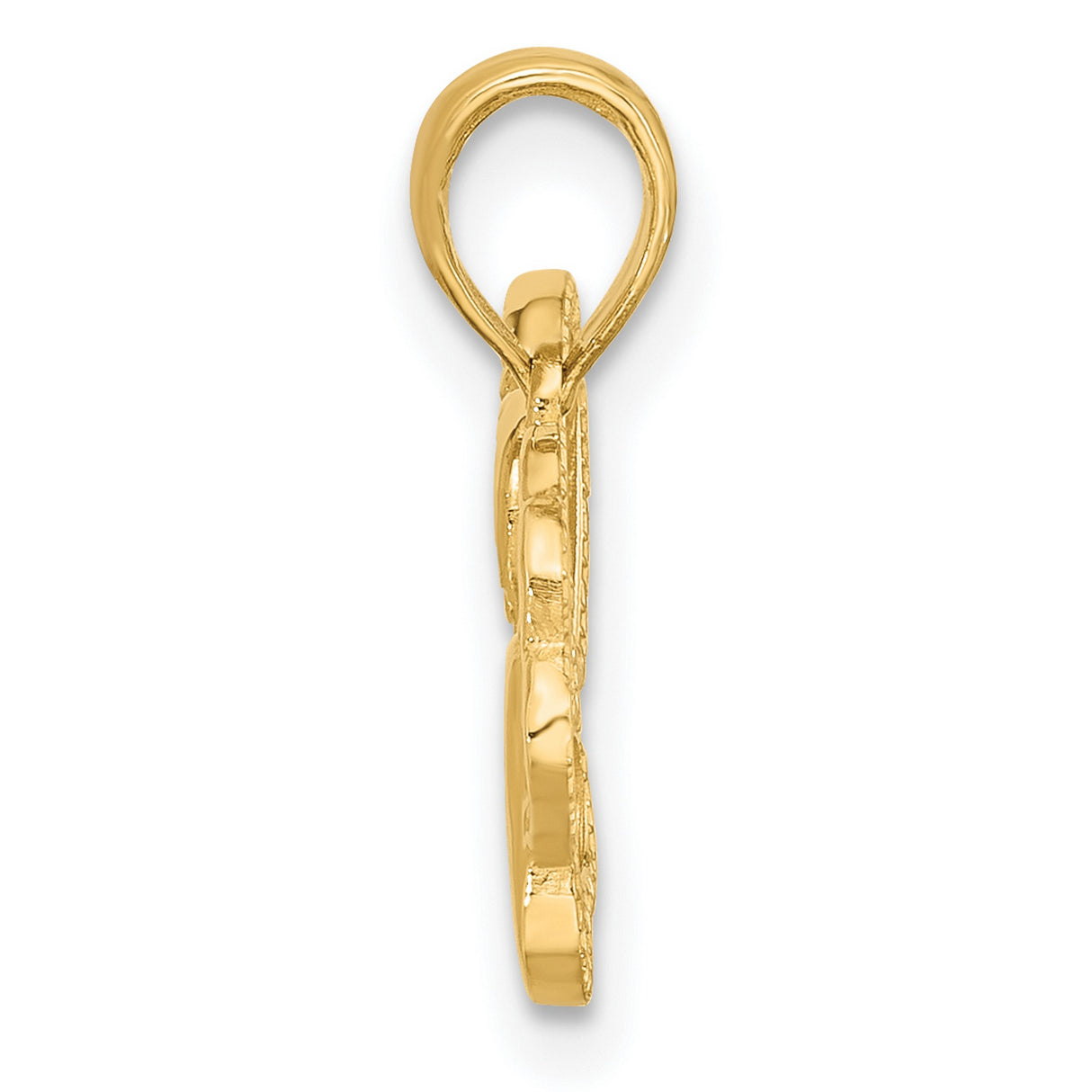 Polished Fancy Heart and Paw Charm Pendant in Real 14k Yellow Gold