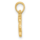 Polished Fancy Heart and Paw Charm Pendant in Real 14k Yellow Gold